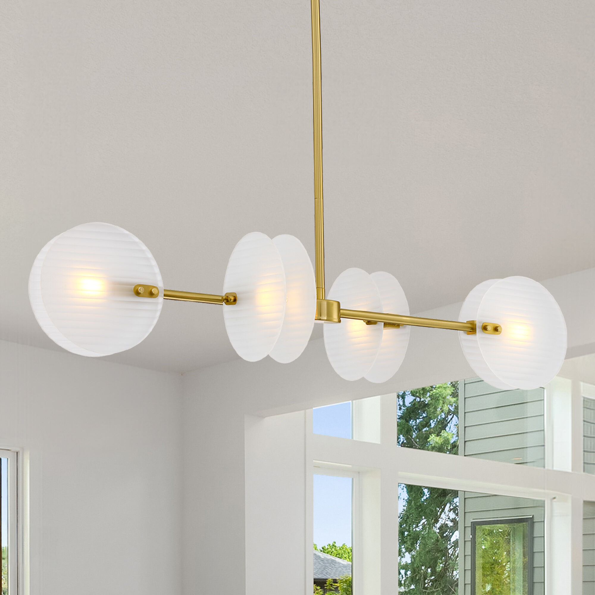 Sky Fall 4 Light 40 inch Brushed Gold Island Pendant Ceiling Light